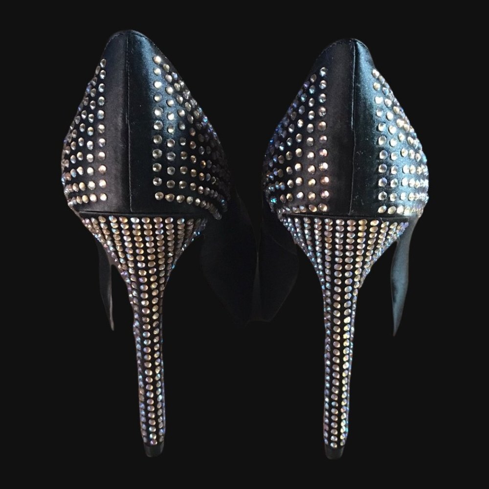💖 Stunning Satin and Crystals Peep-Toe Stilettos 💖